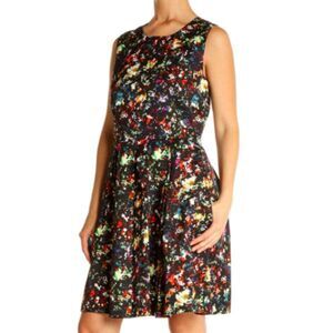 Gap Confetti Flare Dress Black Multicolor Fit And Flare Womens 6